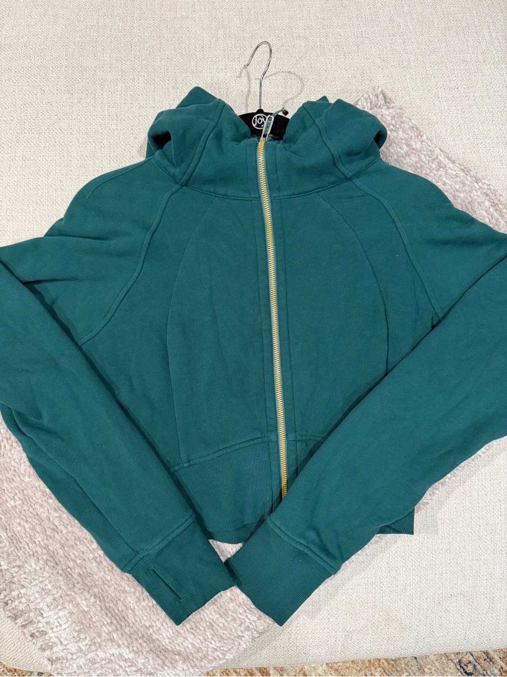 Lululemon Teal cropped Zip-Up Scuba Hoodie (no pockets)